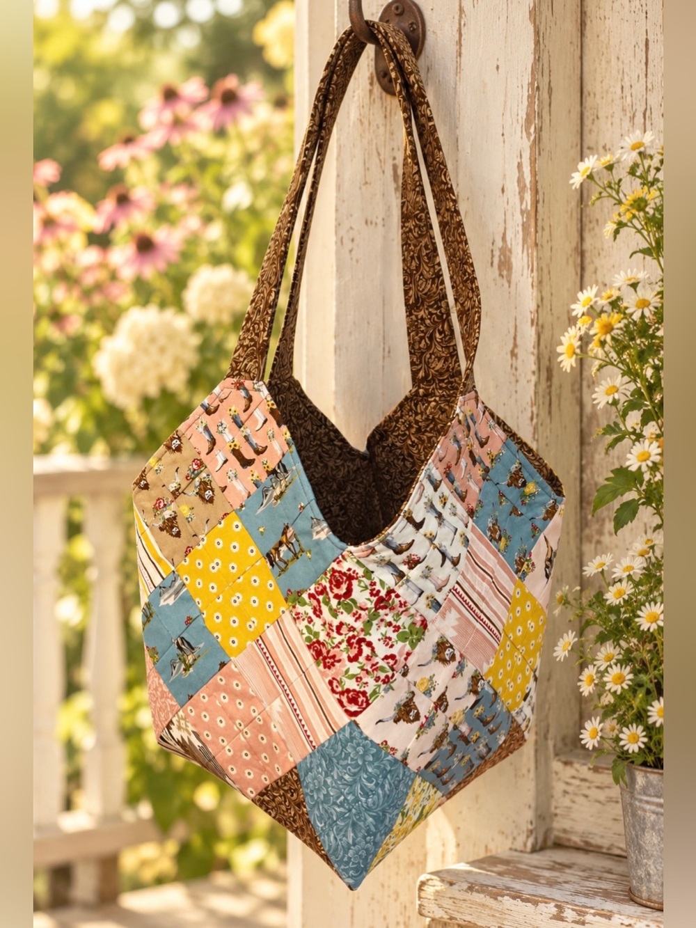 Cowgirl Mondo Bag. New. Tote  Quilted Western. Boots.
